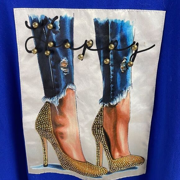 Callie Tshirt Appliqué and Embellishments, Ladies Size 3X, Royal Blue - Picture 3 of 6